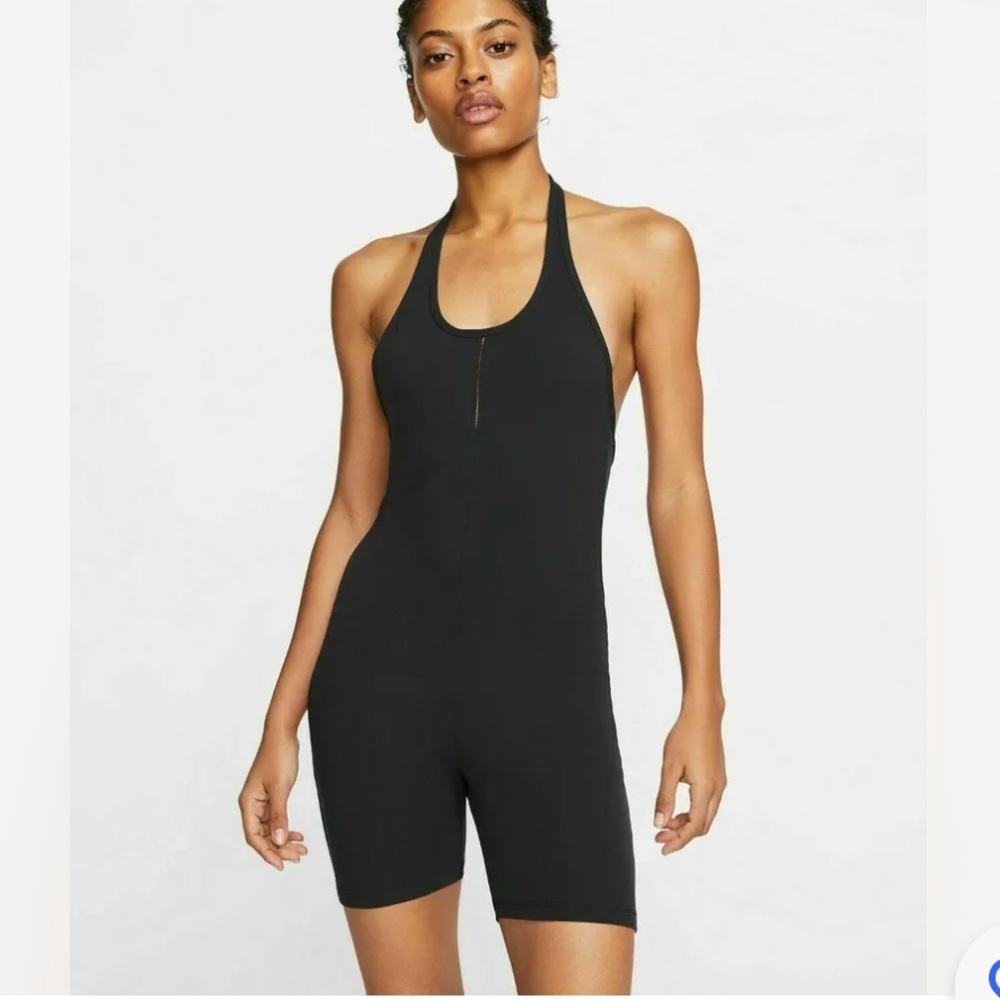 Nike woman’s black yoga luxe infinalon shorts jumpsuit